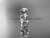 14k white gold diamond floral leaf and vine wedding ring, engagement ring with a "Forever One" Moissanite center stone ADLR1