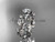 14k white gold diamond floral leaf and vine wedding ring, engagement ring with a "Forever One" Moissanite center stone ADLR1