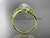 14kt yellow gold diamond celtic trinity knot wedding ring, engagement ring with a "Forever One" Moissanite center stone CT7317