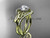 14kt yellow gold diamond celtic trinity knot wedding ring, engagement ring with a "Forever One" Moissanite center stone CT7244