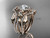 14kt rose gold diamond leaf and vine, flower engagement ring, wedding ring, with double matching band ADLR89S