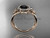 14kt rose gold diamond leaf and vine wedding ring, engagement ring with a Black Diamond center stone ADLR89