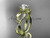 14kt yellow gold diamond leaf and vine wedding ring, engagement ring with "Forever One" Moissanite center stone ADLR70