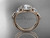 14kt rose gold diamond unique engagement ring, wedding ring with a "Forever One" Moissanite center stone ADLR314