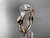 14kt rose gold diamond unique engagement ring, wedding ring with a "Forever One" Moissanite center stone ADLR314