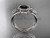 14kt white gold diamond leaf and vine, flower engagement set, wedding set,  with a Black Diamond center stone ADLR89S