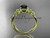 14kt yellow gold diamond leaf and vine wedding ring, engagement ring with a Black Diamond center stone ADLR214