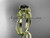 14kt yellow gold diamond leaf and vine wedding ring, engagement ring with a Black Diamond center stone ADLR214
