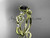 14kt yellow gold celtic trinity knot engagement ring, wedding ring with a Black Diamond center stone CT768