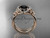 14kt rose gold diamond celtic trinity knot wedding ring, engagement set with a Black Diamond center stone CT7155S