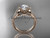 14kt rose gold heart  engagement ring, wedding ring  with a "Forever One" Moissanite center stone ADER395