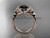 14kt rose gold diamond floral wedding ring, engagement ring with a Black Diamond center stone ADLR140