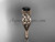 14kt rose gold celtic trinity knot wedding ring, engagement ring with a Black Diamond center stone CT7169