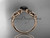 14kt rose gold celtic trinity knot wedding ring, engagement ring with a Black Diamond center stone CT7169