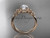 14kt rose gold diamond leaf and vine wedding ring, engagement ring with a "Forever One" Moissanite center stone ADLR214