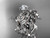 14k white gold diamond leaf and vine wedding ring, engagement set with "Forever One" Moissanite center stone ADLR59S