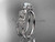 Platinum diamond floral, leaf and vine wedding ring, engagement ring with "Forever One" Moissanite center stone ADLR66