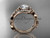 14k rose gold lab diamond engagement set, Celtic nature bridal
