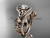 Lab diamond Celtic engagement ring set, 14k rose gold nature inspired