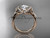 Flawless Bow Engagement Ring, 14kt Rose Gold Diamond Wedding Ring ADER155