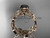 14k rose gold diamond leaf and vine wedding ring, engagement ring, engagement set with a Black Diamond center stone ADLR213S