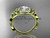 14kt yellow gold diamond celtic trinity knot wedding ring, engagement ring with a "Forever One" Moissanite center stone CT7300