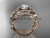 14kt rose gold diamond celtic trinity knot wedding ring, engagement ring with a "Forever One" Moissanite center stone  and double matching band CT7211S
