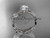14k white gold diamond leaf and vine wedding ring set, engagement ring set ADLR31S