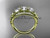 14kt yellow gold diamond flower 3 stone Forever One Moissanite wedding ring ADLR203