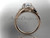 14k rose gold diamond leaf and vine wedding ring, engagement ring ADLR317