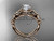 Flawless Butterfly Engagement Ring, 14kt Rose Gold Celtic Wedding Ring CT7136