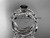 Unique platinum floral diamond wedding ring, engagement ring with a Black Diamond center stone and double matching band ADLR270S Unique platinum floral diamond wedding ring, engagement ring with a Black Diamond center stone and double matching band ADLR270S