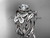 platinum diamond celtic trinity knot wedding ring, butterfly engagement set with a "Forever One" Moissanite center stone CT7136S