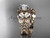 14kt rose gold diamond floral, butterfly wedding ring, engagement set with a "Forever One" Moissanite center stone ADLR136S