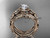 14kt rose gold diamond floral, butterfly wedding ring, engagement set with a "Forever One" Moissanite center stone ADLR136S