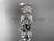 14kt white gold diamond flower, leaf and vine wedding ring, engagement ring,wedding band ADLR161B