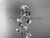 14kt white gold diamond celtic trinity knot wedding ring, engagement ring with a "Forever One" Moissanite center stone CT7248