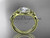 14kt yellow gold diamond celtic trinity knot wedding ring, engagement ring with a "Forever One" Moissanite center stone CT7314
