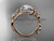 14kt rose gold diamond celtic trinity knot wedding ring, engagement ring with a "Forever One" Moissanite center stone CT7326