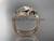 Unique 14kt rose gold floral engagement set with a "Forever One" Moissanite center stone ADLR324S