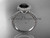 Luxury Black Diamond Halo Engagement ring, 14kt White Gold Bridal Ring ADER95