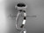 Luxury Black Diamond Halo Engagement ring, 14kt White Gold Bridal Ring ADER95
