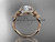 14kt rose gold diamond floral wedding ring, engagement ring with a "Forever One" Moissanite center stone ADLR127