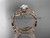 14k rose gold leaf and vine wedding ring, engagement set ADLR343S