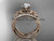 Unique 14kt rose gold diamond flower, leaf and vine wedding ring, engagement set ADLR221S