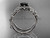 14kt white gold diamond floral, leaf and vine wedding ring, engagement ring with Black Diamond center stone ADLR66