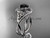 14kt white gold diamond celtic trinity knot wedding ring, engagement ring with a Black Diamond center stone CT7320