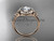 14kt rose gold diamond celtic trinity knot wedding ring, engagement ring with a "Forever One" Moissanite center stone CT7201