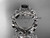 14k white gold diamond floral wedding set, engagement set with a Black Diamond center stone ADLR216S