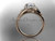 14k rose gold diamond leaf and vine wedding ring, engagement ring with a "Forever One" Moissanite center stone ADLR317